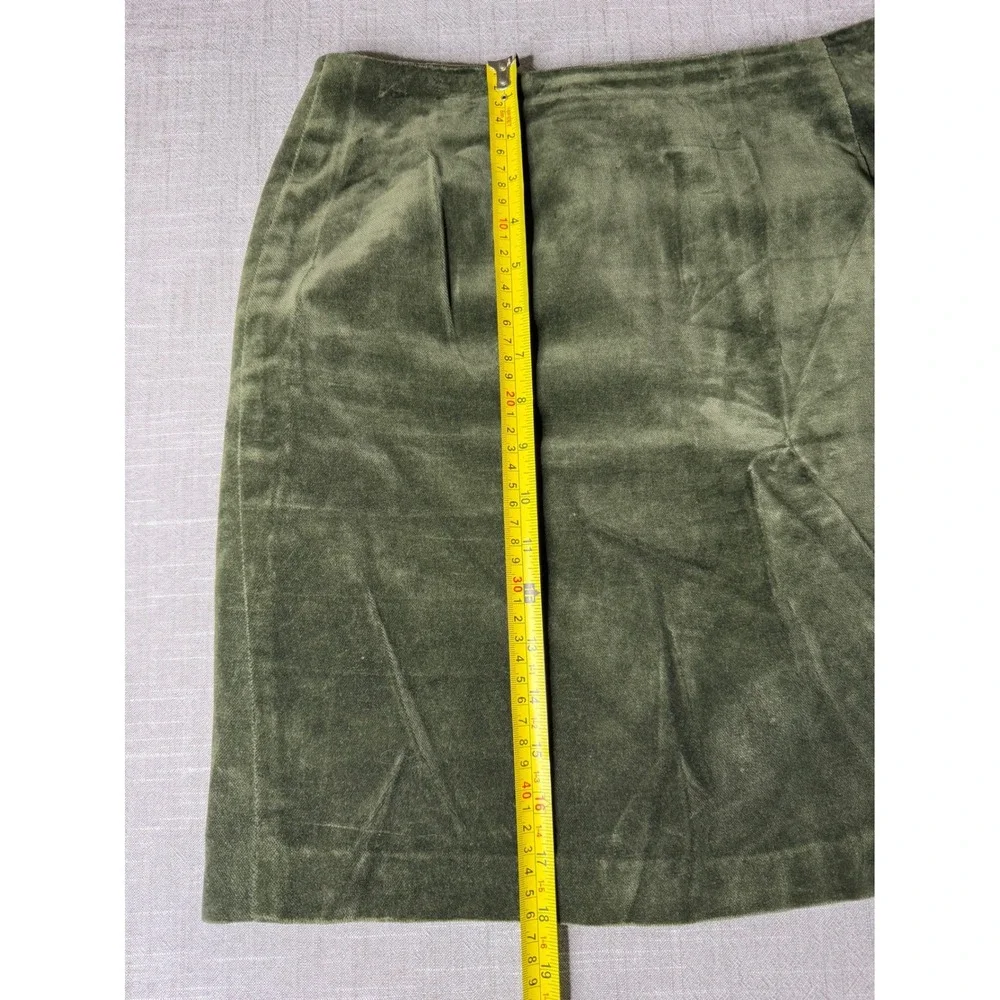 Sigrid Olsen Vintage Olive Green Velvet Mini Skirt 100% Cotton Made USA Size 8‎
